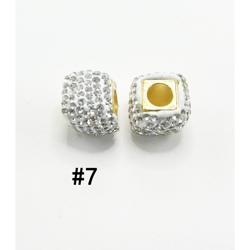 Clay Spacer Square Shape with Rhinestones in Solid Colors, 8MM by 12MM