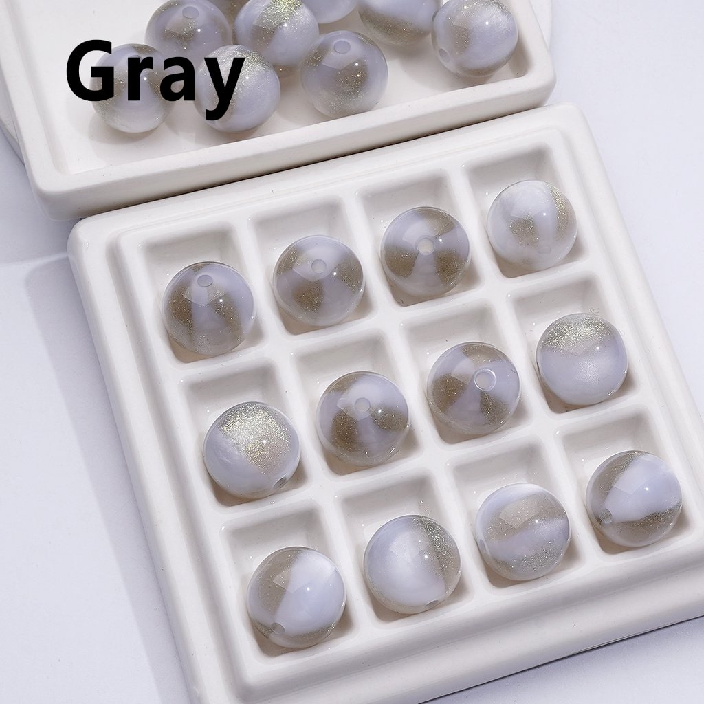 Trihedral Glitter Cat Eye Acrylic Beads – Color-Changing Round Design, 16MM