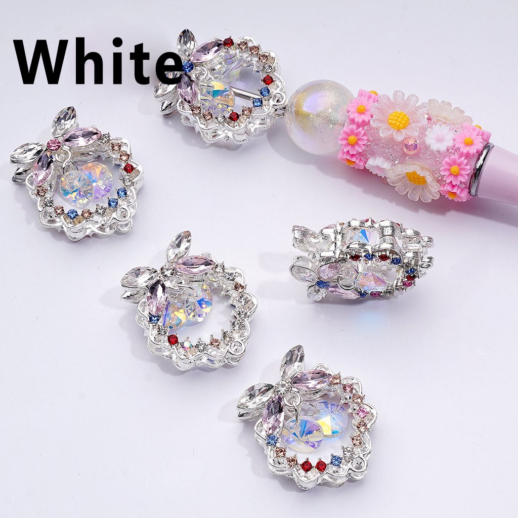 Sparkling Silver Alloy Garland Wreath – Bowknot Beads with Vibrant Rhinestone Pendants