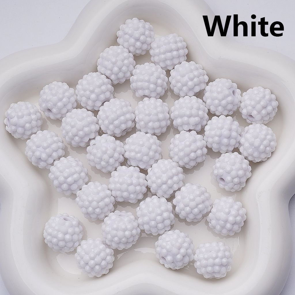 Waxberry Ball Round Acrylic Beads Solid Color with Sparkling Rhinestones,16MM Accent Beads