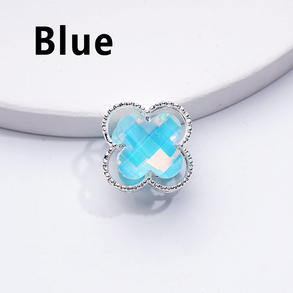 Elegant Silver Alloy Quatrefoil Floral Beads Adorned with Vibrant Shimmering Rhinestones, Approximately 16MM
