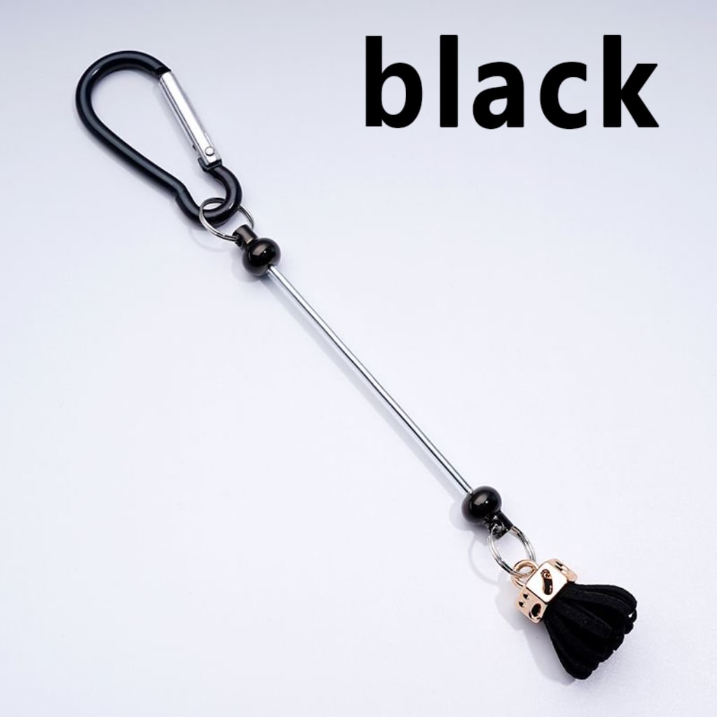 Bar Metal Karabiner Carabiner Hook Snap Ring Keyring Colorful Cute Tassels with Beadable Carabiner Keychain