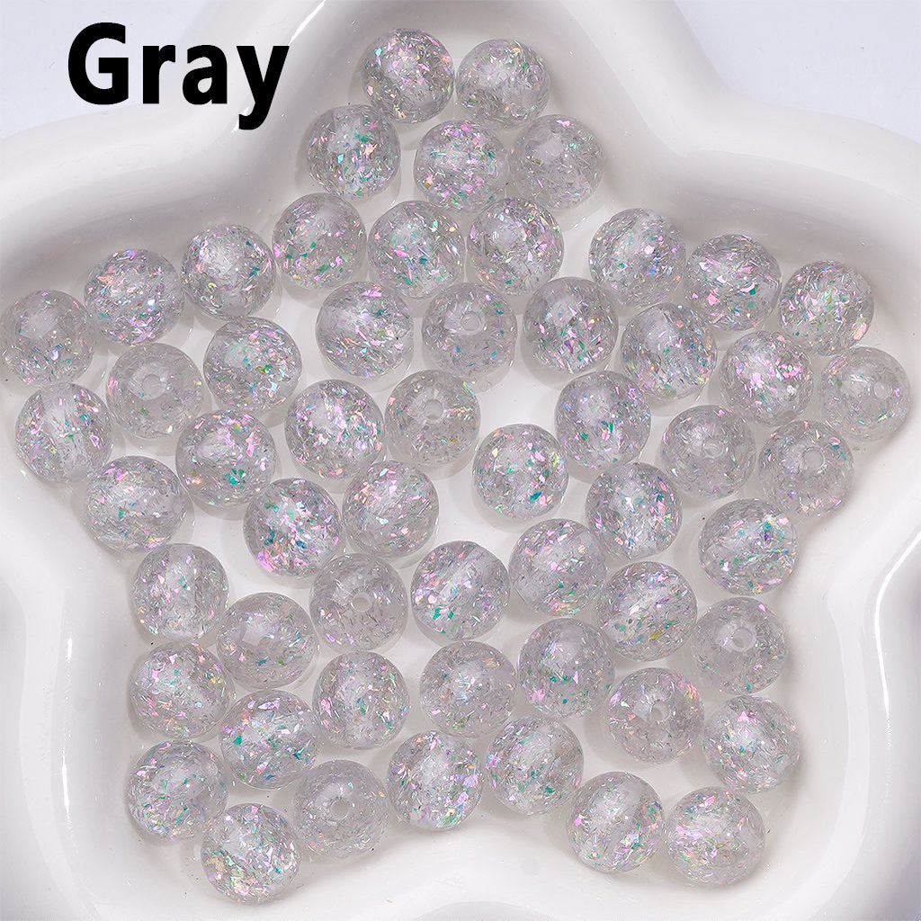 Glittering Multi-Color Acrylic Beads with Mini Flakes & Crystal Shine, 12MM
