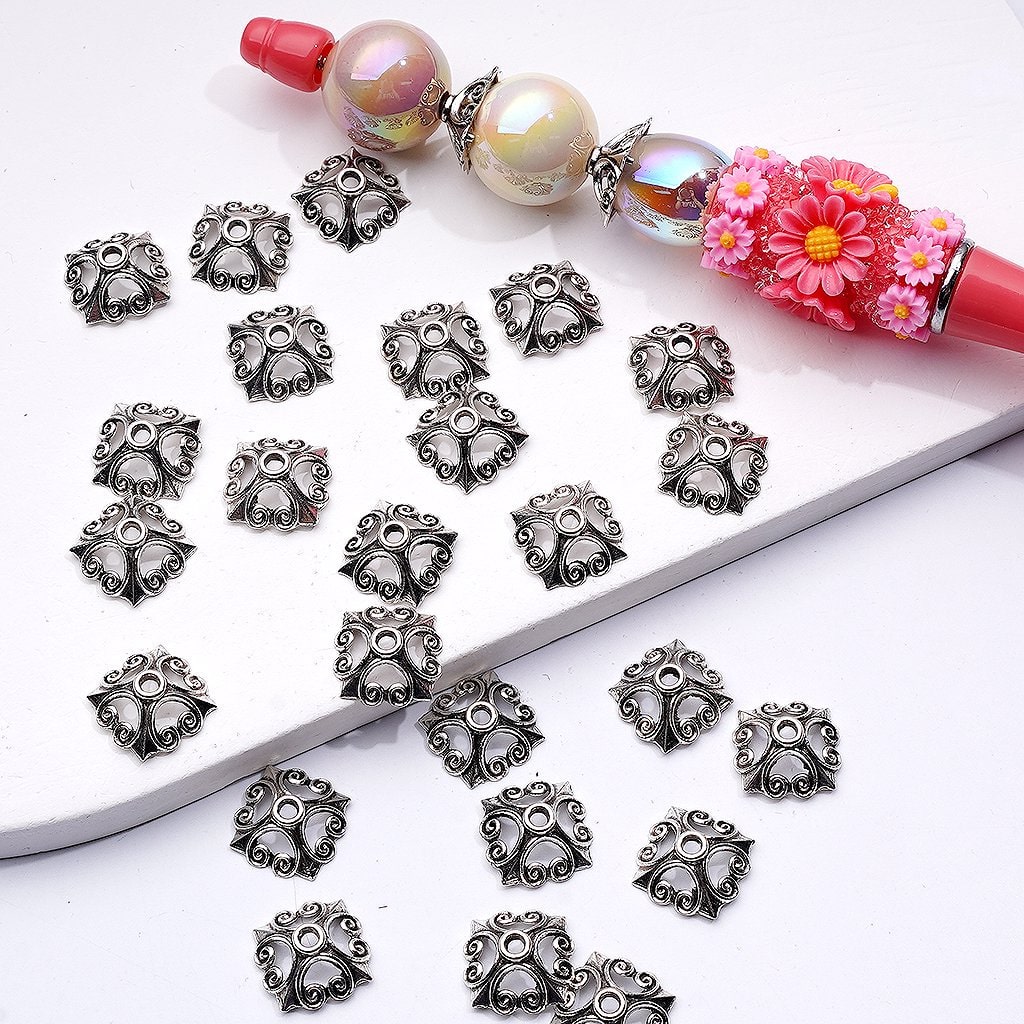 Square Cube Bead Cage Cap Beads Vintage Silver Alloy 12MM