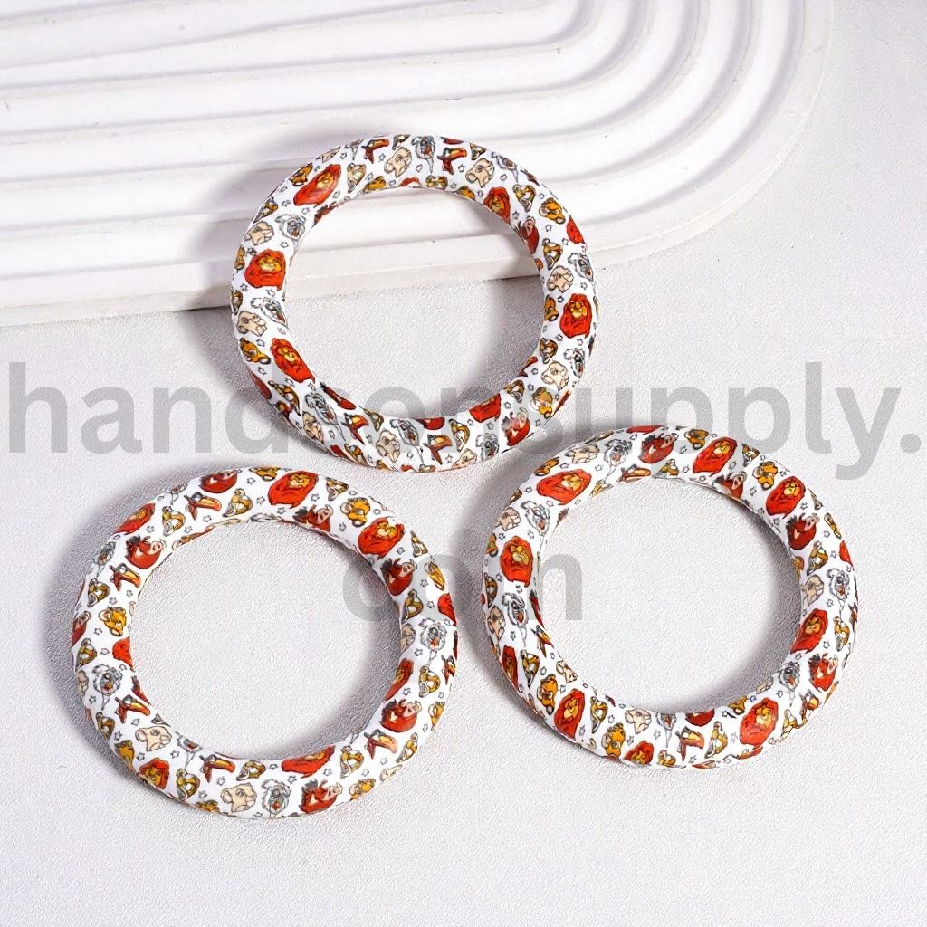 Lion King Round Silicone Ring Frame Soft Circle Car Hanger Charm Loop The Lion Kin Series Prints 65mm