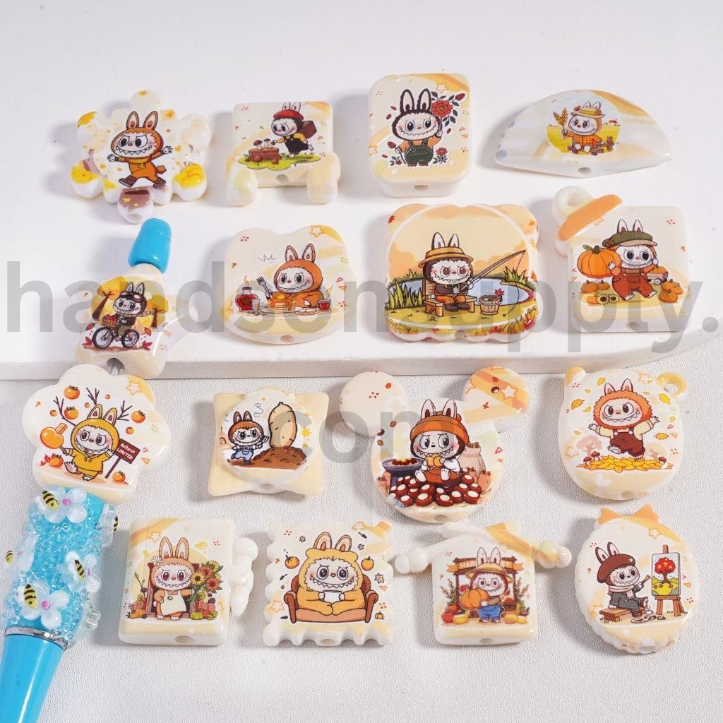 Monster Doll Autumn Series Mixed Fall Shapes & Motifs Flat Back Acrylic Beads Pendant Random Mix