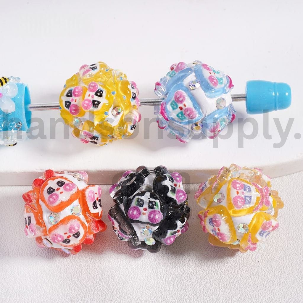 Cute Crybaby with AB Rhinestones PopMar Style Round Clay Beads 20MM, Random Mix