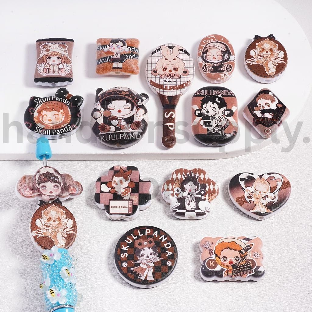 Cute Girl Skullpand Pop Mart Series Mix Shape Design Acrylic Beads Pendants