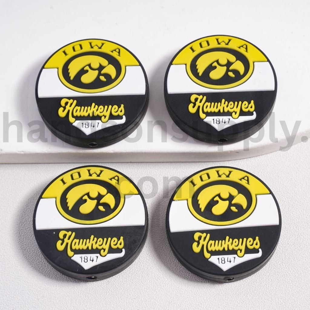 USA American Football College Team Iowa Hawkeyes Silicone Focal Beads