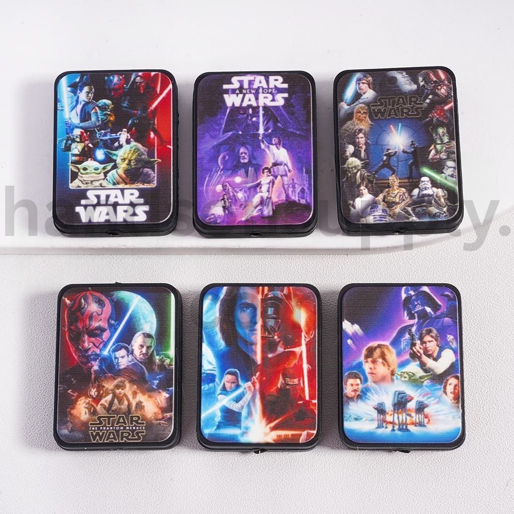 Alien Armada Universe Galactic Battle Flat Square Silicone Focal Beads Random Mix