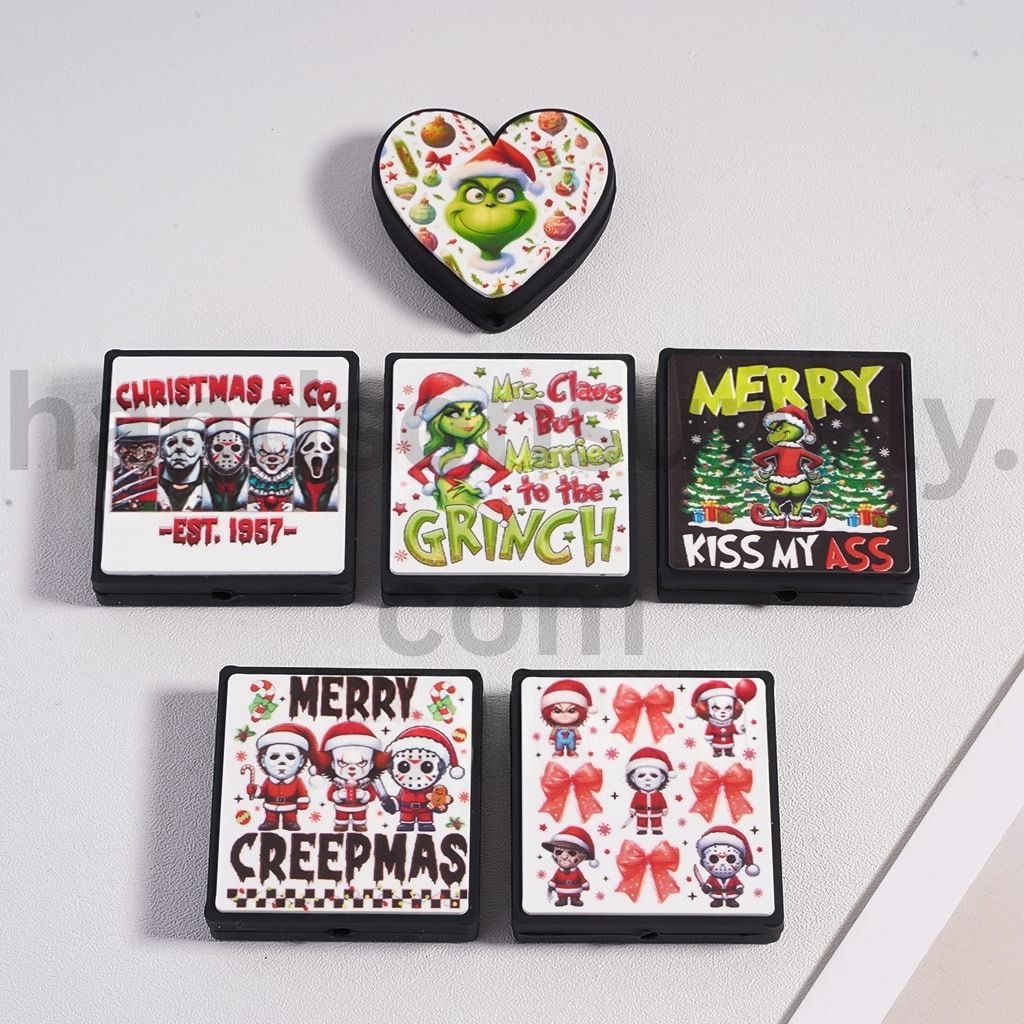 Horror Green Monster Wearing Santa Clothes Merry Christmas Series with Different Designs, Random Mix