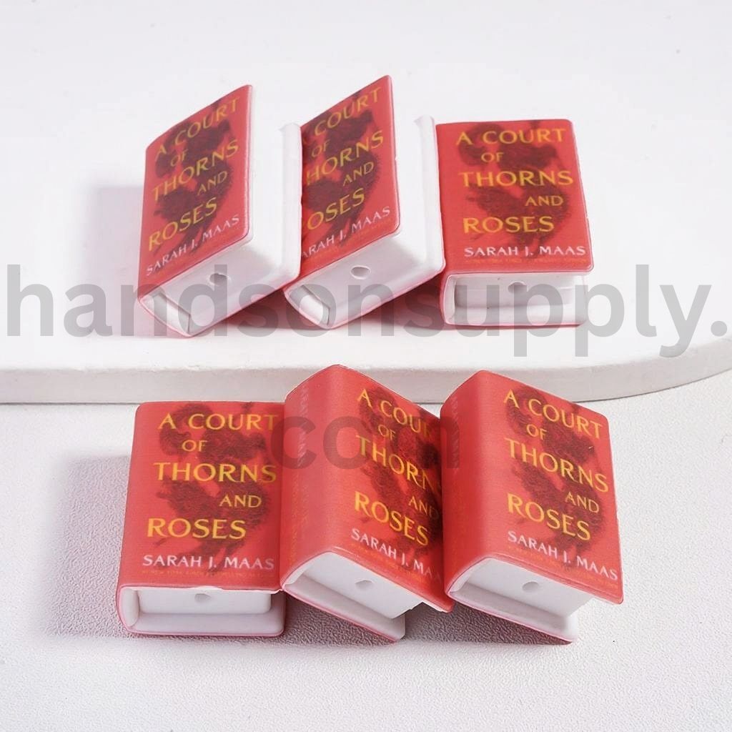 3D Red Mini Book A Court of Thorns and Roses by Sarah J. Maas, Adhesive Mould Teenage Fantasy Series Silicone Focal Beads