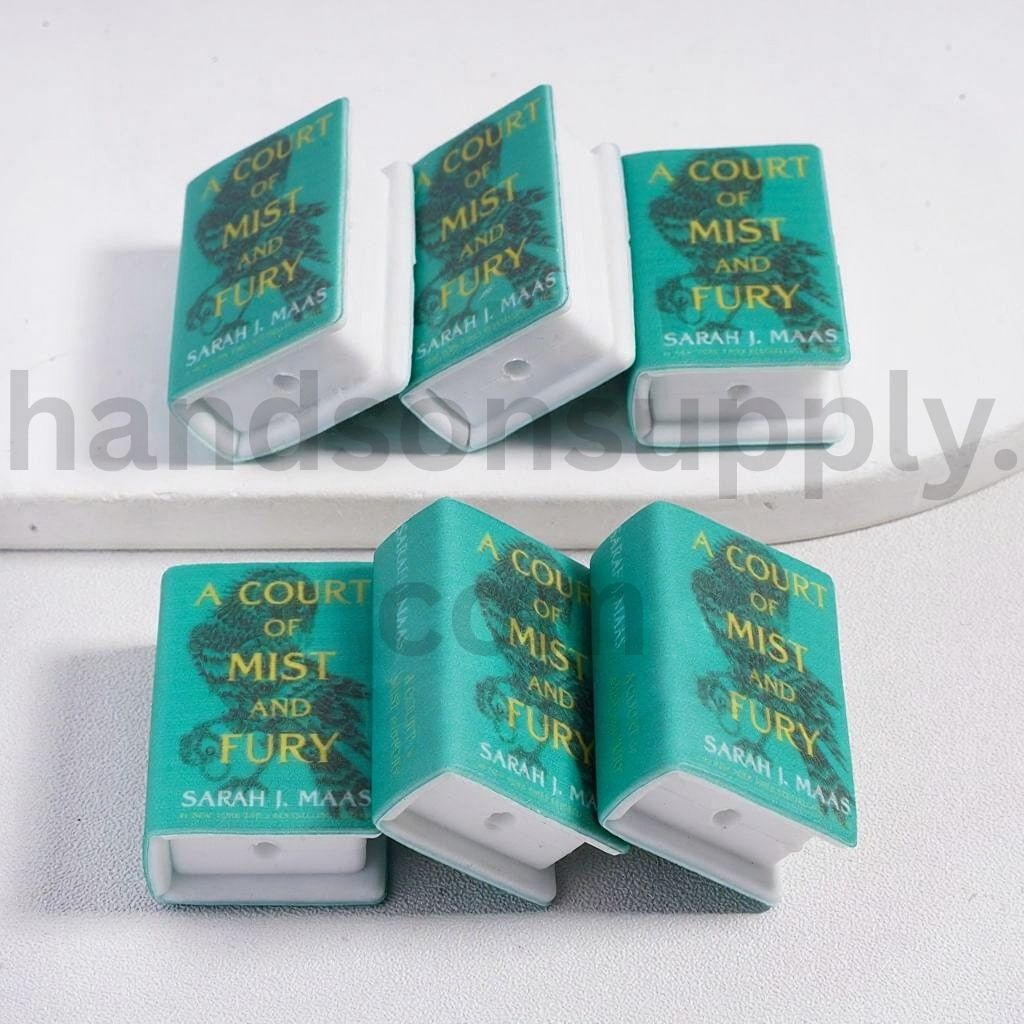 3D Green Mini Book A Court of Mist and Fury by Sarah J. Maas, Adhesive Mould Teenage Fantasy Series Silicone Focal Beads