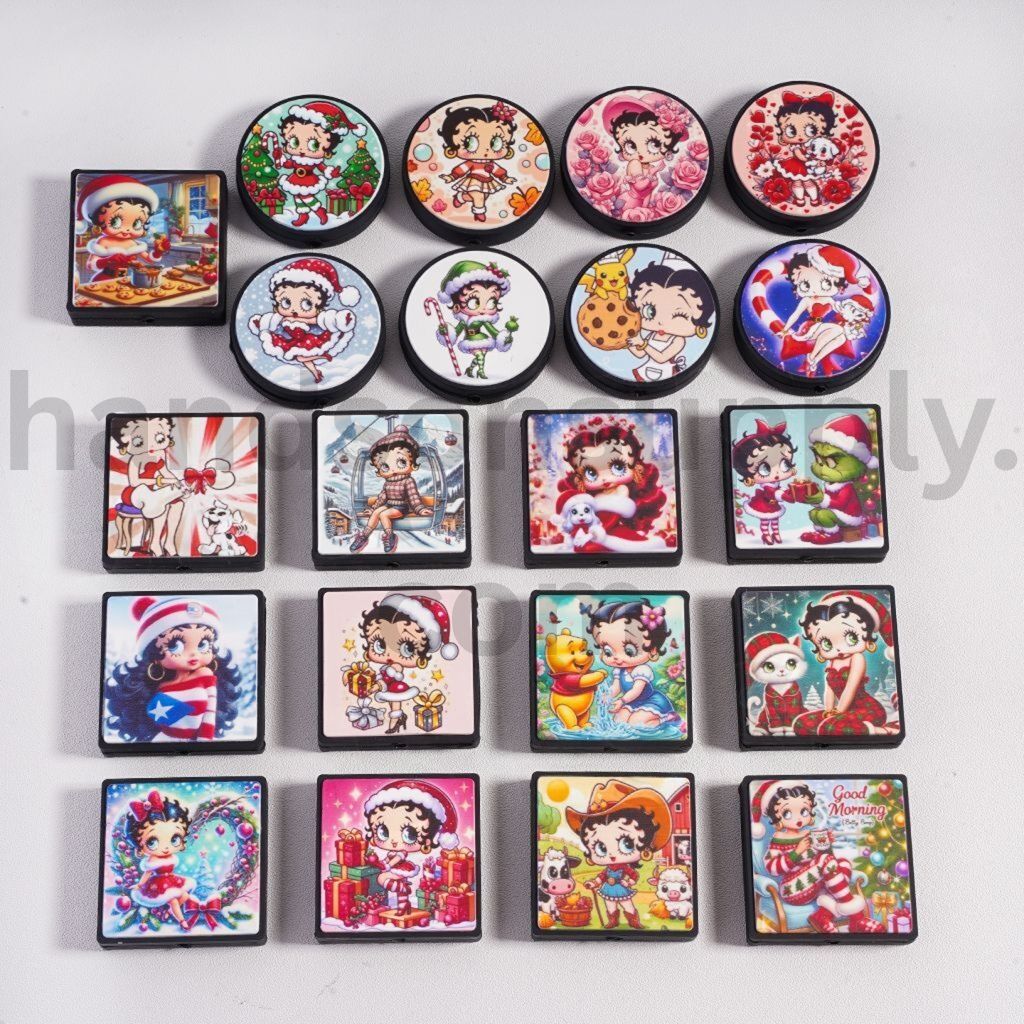 Beautiful Betty Series with Various Styles Differnt Design Print & shape Silicone Focal Beads Random Mix