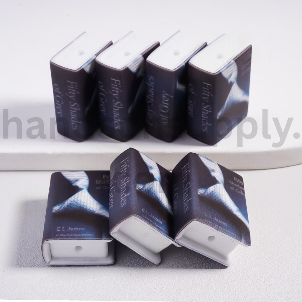3D Adhesive Mould Mini Book Fifty Shades of Gray with White Tie Silicone Focal Bead