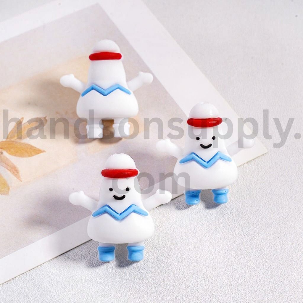 3D Cute Cotton Candy Smiley Man with Red Circular Ring Blue Stripe Silicone Focal Bead