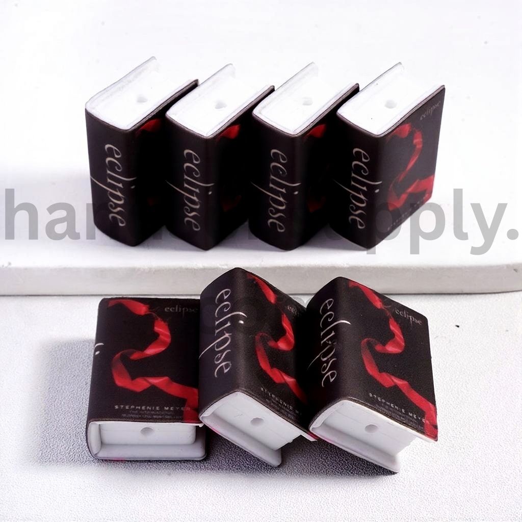 3D Black Mini Book with Red Ribbon Silicone Focal Beads
