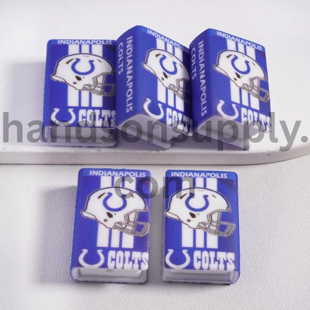 3D Indianapolis Purple Mini Book Three White Vertical Stripes Football Helmet Silicone Focal Beads
