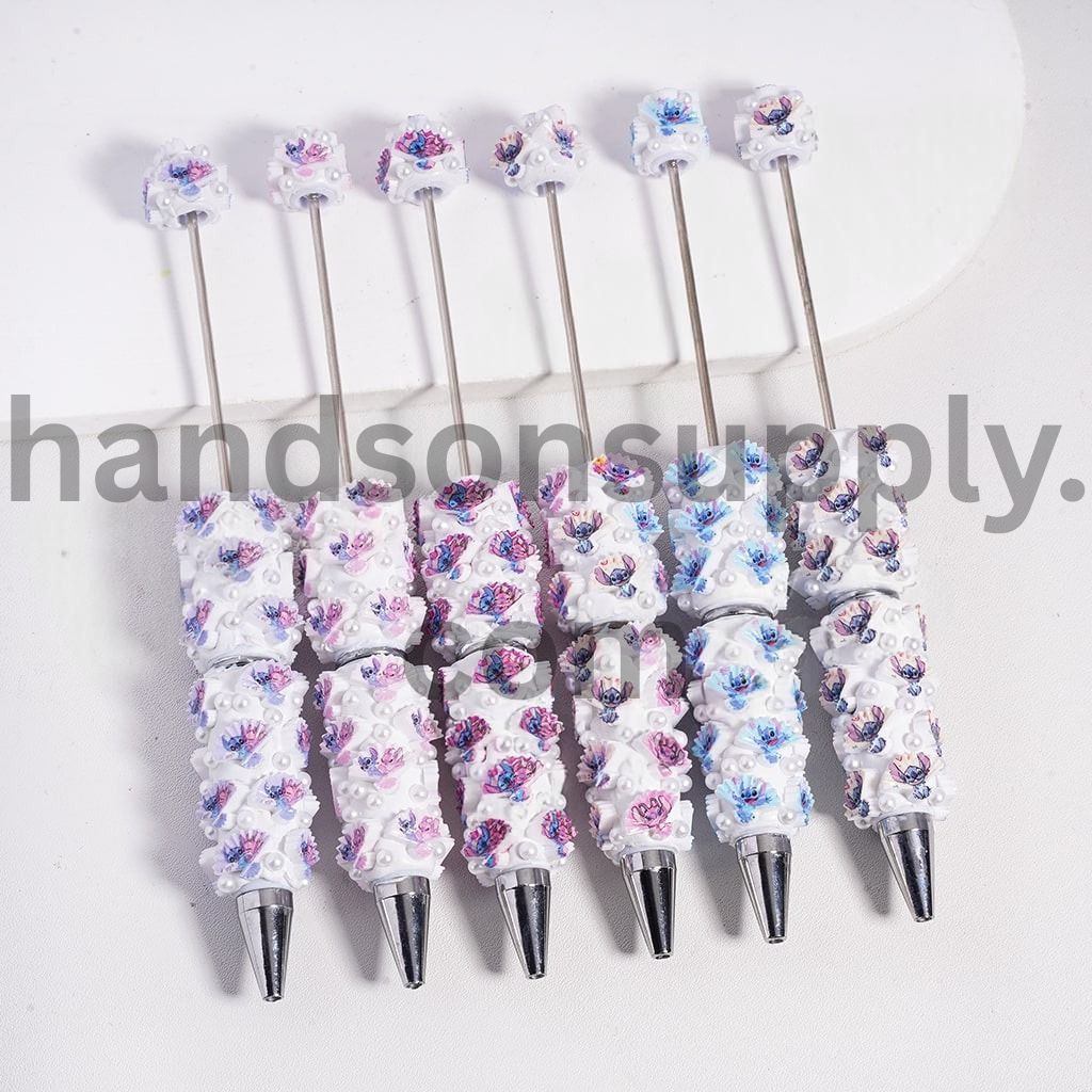 Cutie Monster with White & Pearls Wind Beadable Clay Pen Random Mix