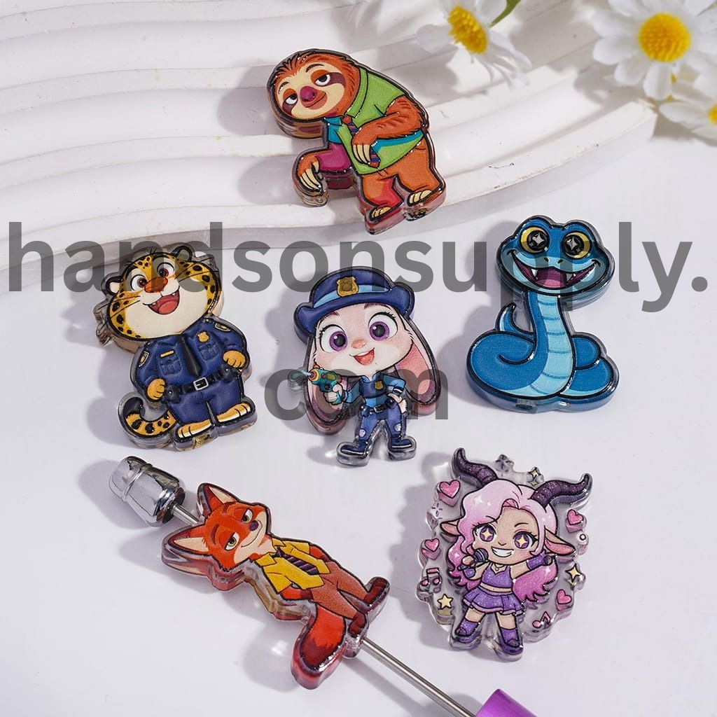 Crazy Cute Animal City Character Series Translucent Acrylic Beads, Random Mix