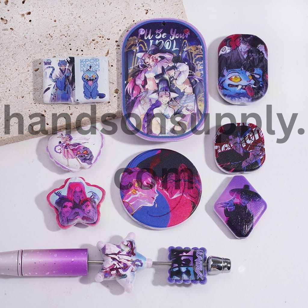 Cute Idol K-Pop Style Girl and Boy Band Prints Series Acrylic Beads Pendants Random Mix