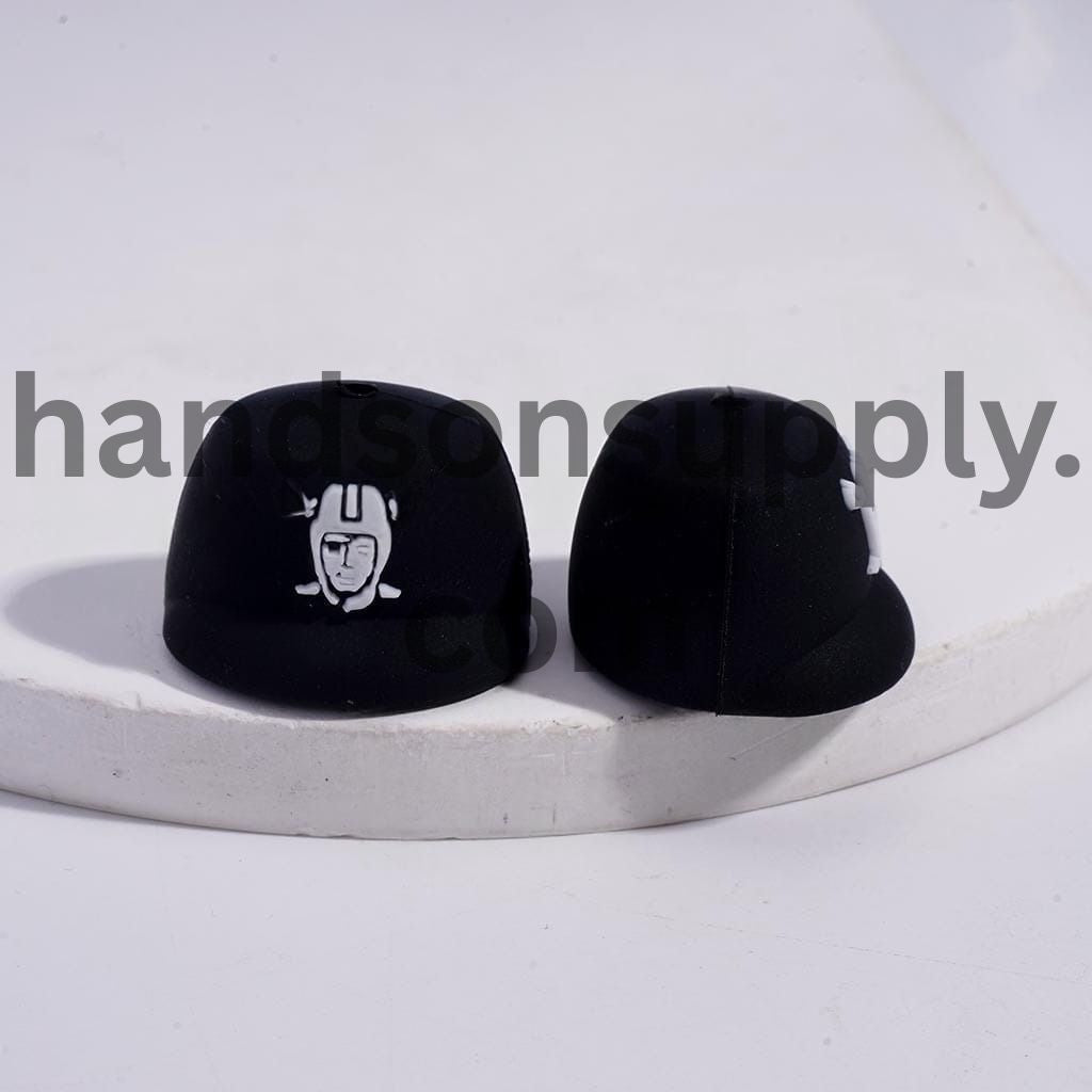 3D American Football Las Vegas Black Cap Silicone Focal Beads