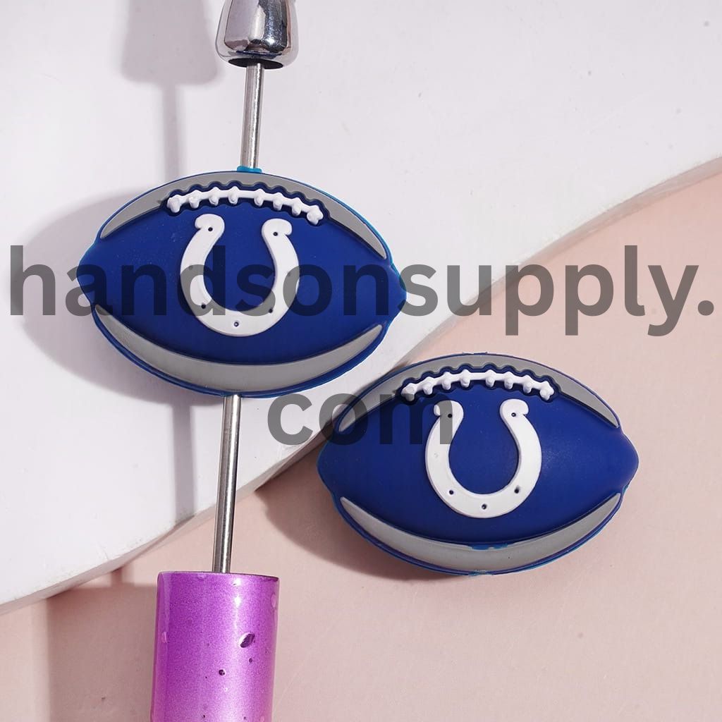 3D Indy American Football Team Design Print Sport Theme Design Silicone Focal Beads