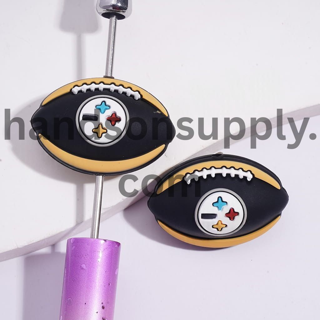 3D Pittsburgh American Football Team Sports Theme Silicone Focal Beads