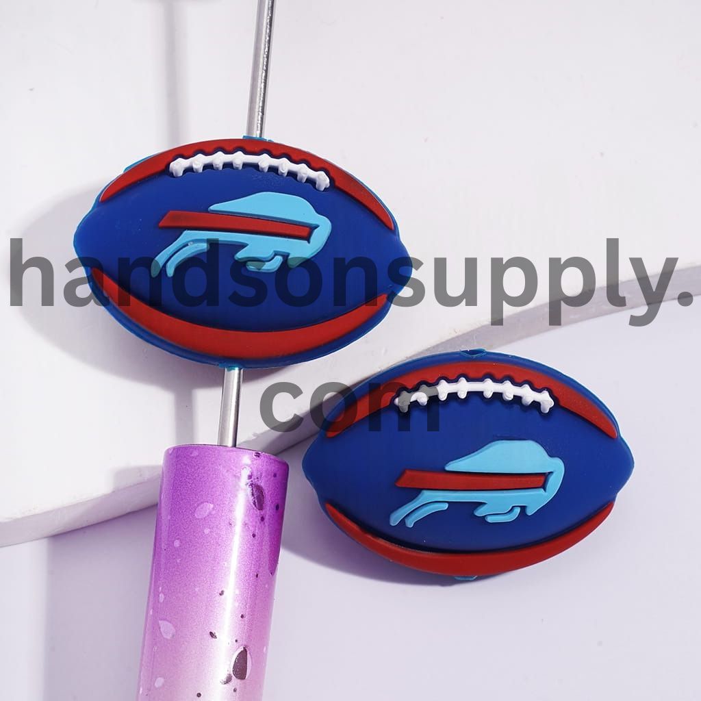 3D American Football Buffalo Team Sports Design Silicone Focal Beads