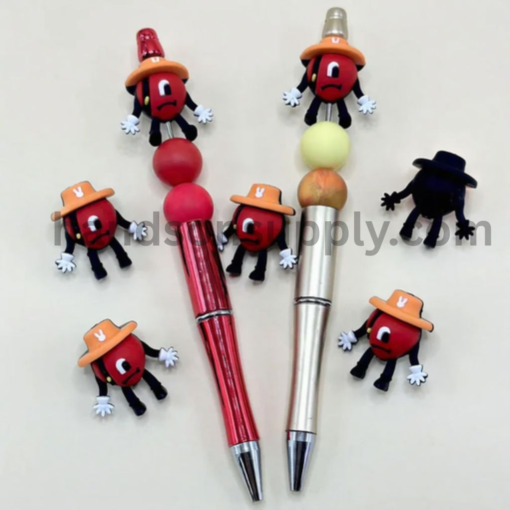 3D Cute Rabbit Bad Bunn with a Hat Silicone Focal Beads