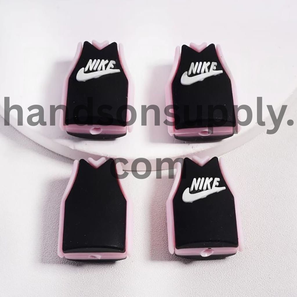 3D Pink & Black Jersey with White Text” Sports Theme Silicone Focal Beads