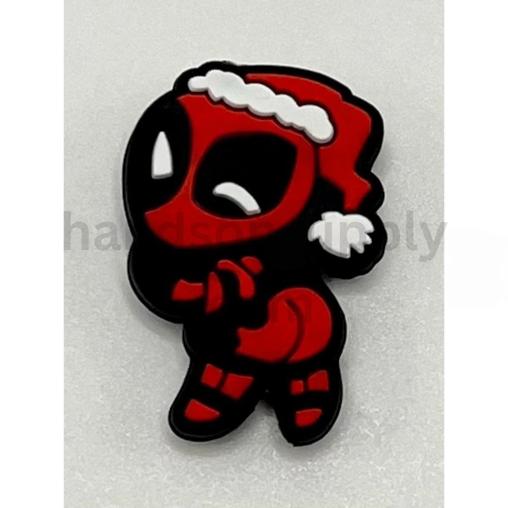 Red Hero Character in Santa Hat Christmas Silicone Focal Beads