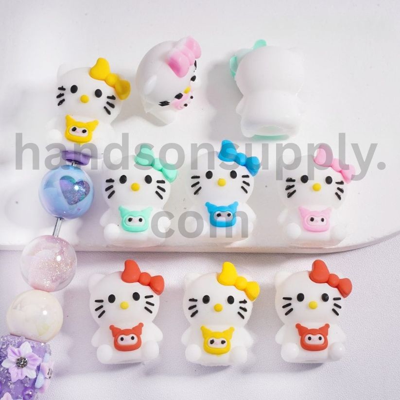 Cute Hello Kitty Cat Soft PVC Pen Toppers Solid Color 20*23MM, Random Mix