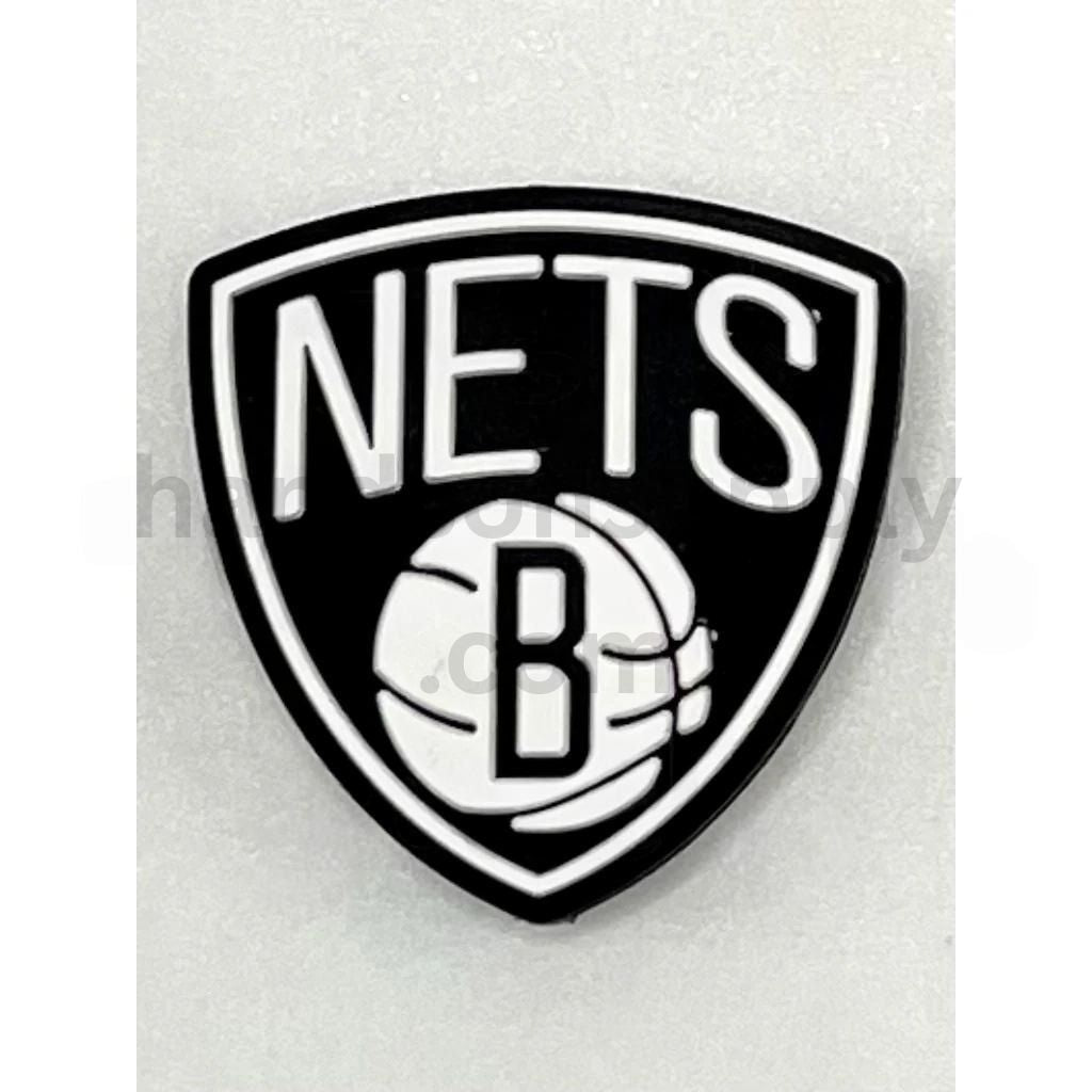 NETS Brooklyn Nets Shield Logo Design in Black & White Silicone Focal Beads