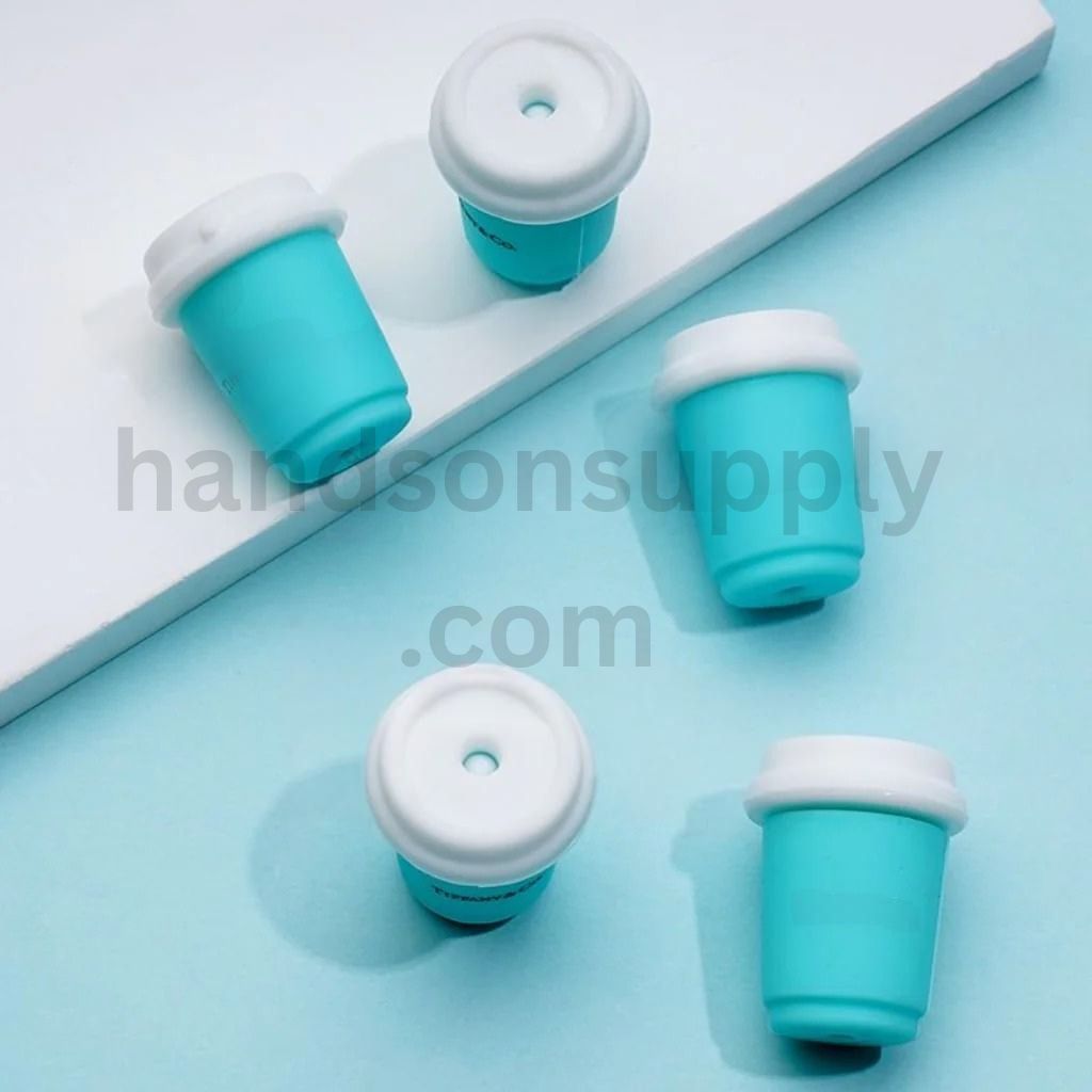 3D Teal Tiffan Coffee Bottle Cup Silicone Focal Beads