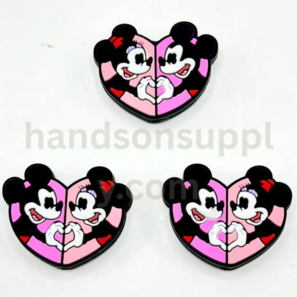 Heart Hand Sign Love Valentines Micki Minni Silicone Focal Beads