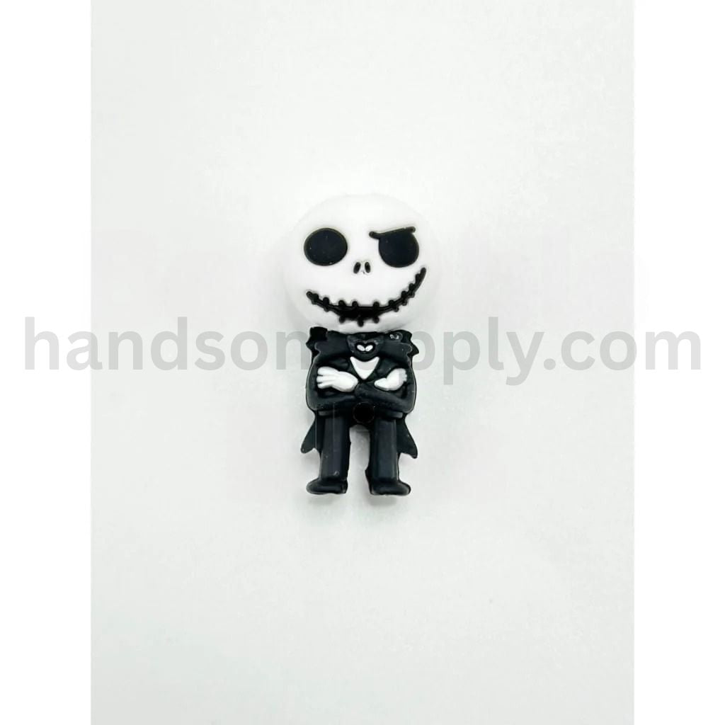 3D Skeleton Couple in Black Suit Silicone Focal Beads