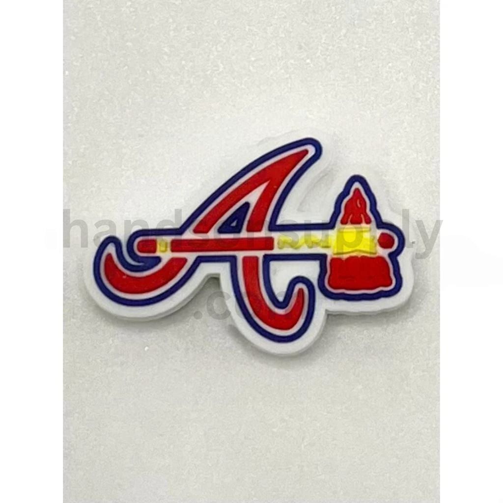 Baseball League Atlanta Braves Team Logo Design in Red & Navy Blue Silicone Focal Beads