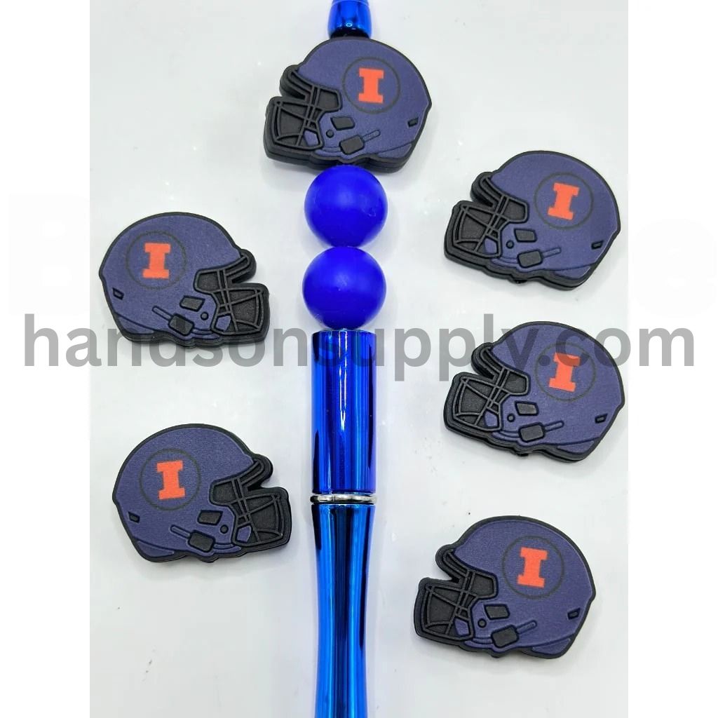USA Football Teams America College University Illinois Fighting Illin Helmet Silicone Focal Beads