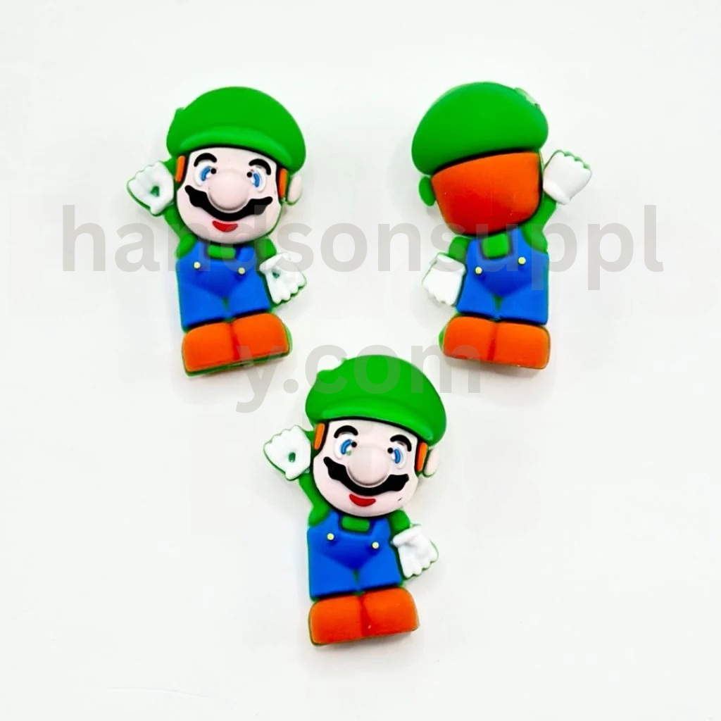 Super Mari with a Green Cap Hat Cartoon 3D Cute Silicone Focal Beads