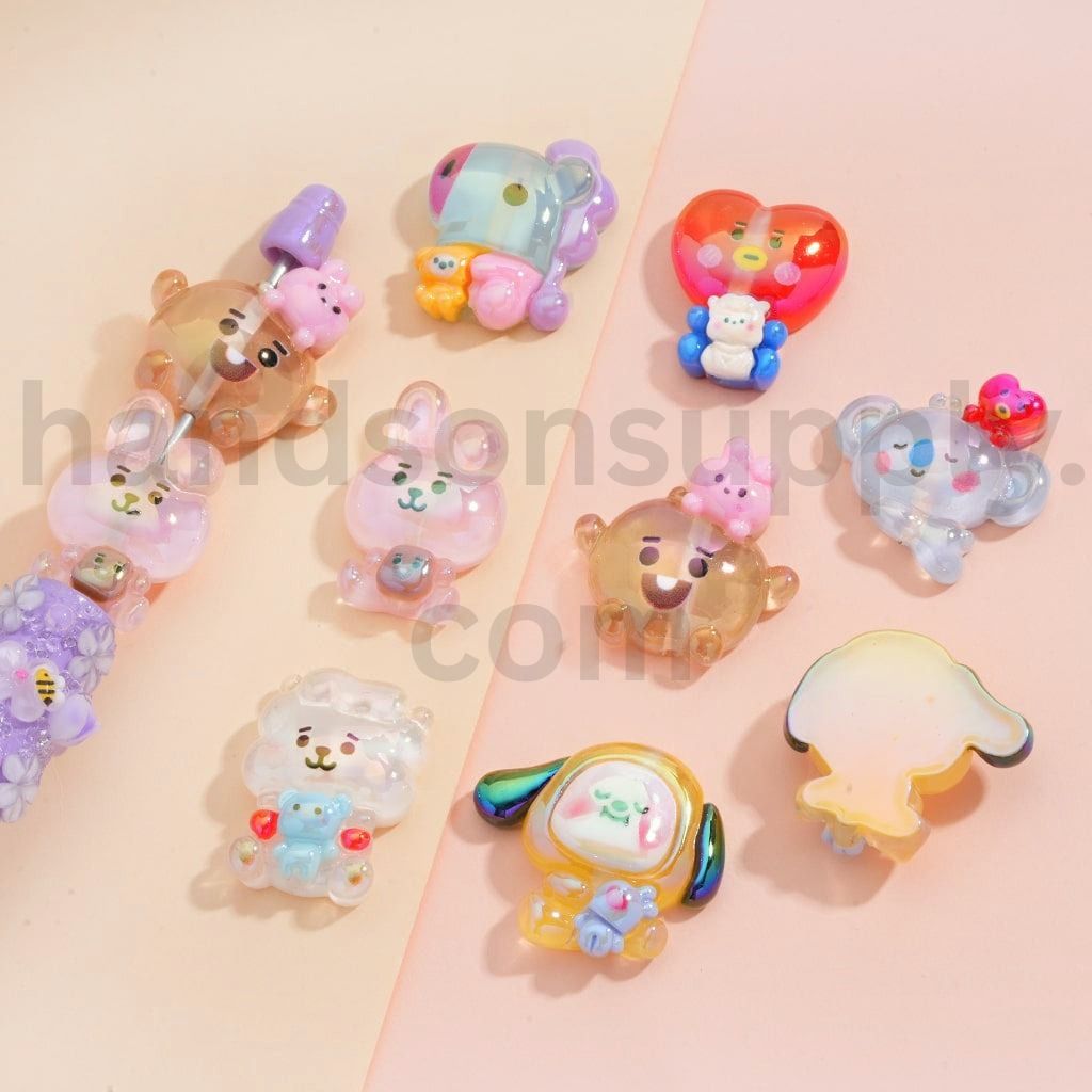 Cute Mini Cartoon Character Prints Acrylic Beads Random Mix