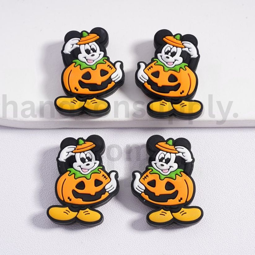Cute Mickey Mouse Ghost Orange Pumpkin Costume Halloween Theme Special Silicone Beads
