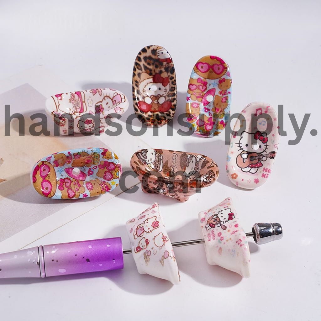 Bathtub Shape Beads with Adorable Cute Cat Character Cartoon Designs Acrylic Beads 19*35MM, Random Mix