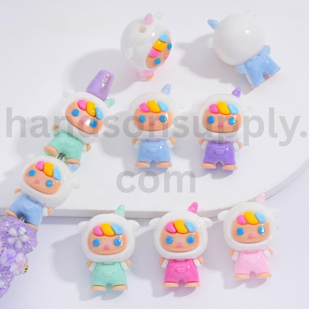 Colorful Soft PVC Unicorn & Bubble Cute Figurine Toy Beads Bab Monster Doll Series 21*30MM, Random Cartoon Mix