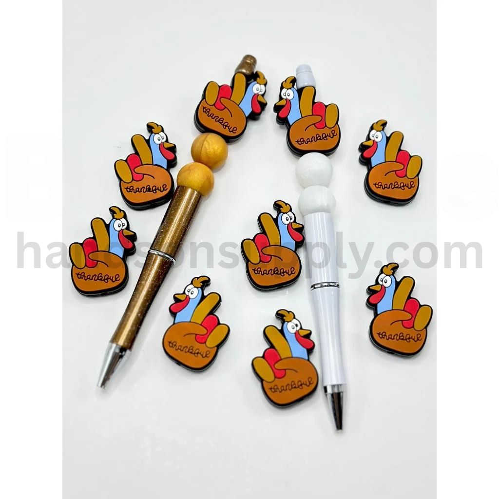 Cute Turkey Finger Thanksgiving Silicone Focal Beads