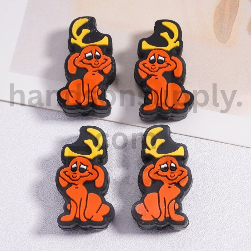 Cute Dog & Grinch Pup Christmas Holiday Snuggle Silicone Focal Beads