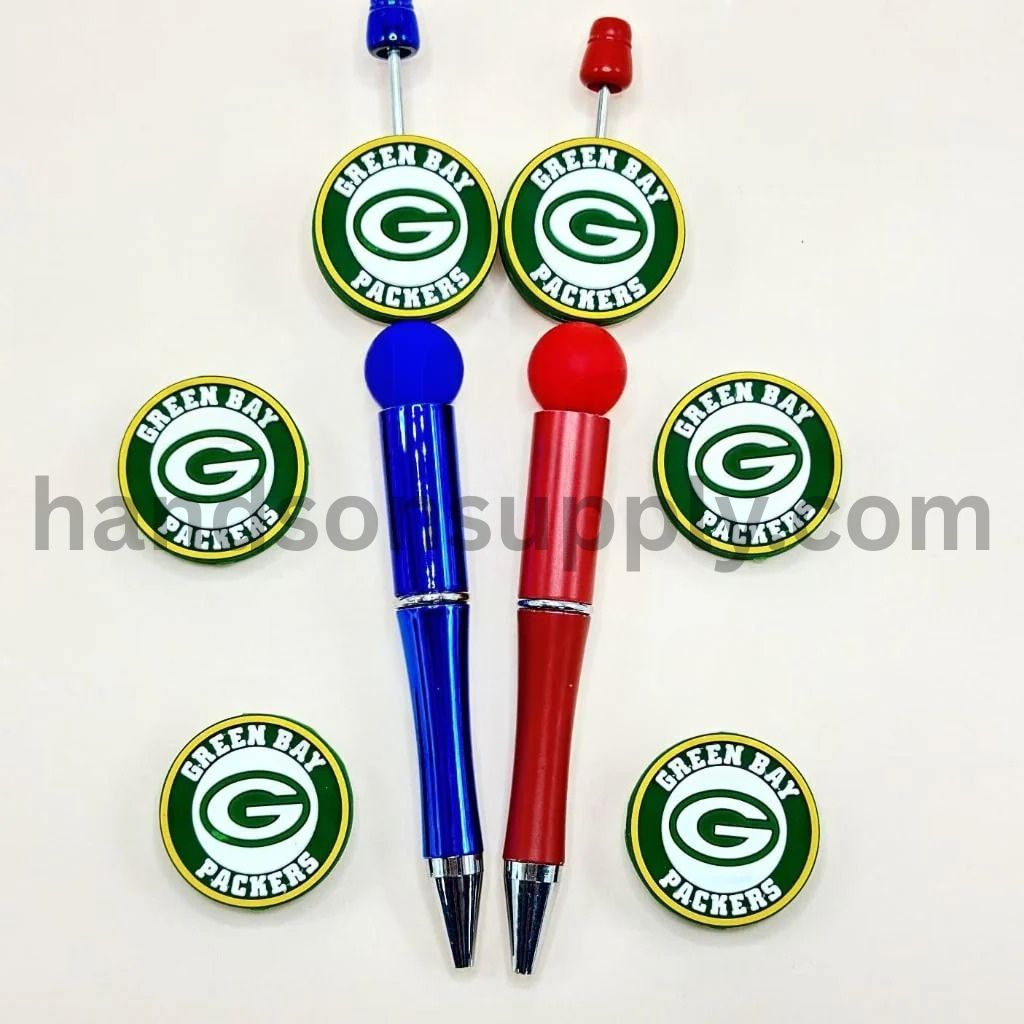 USA Green Football Team America Bay Packe Silicone Focal Beads