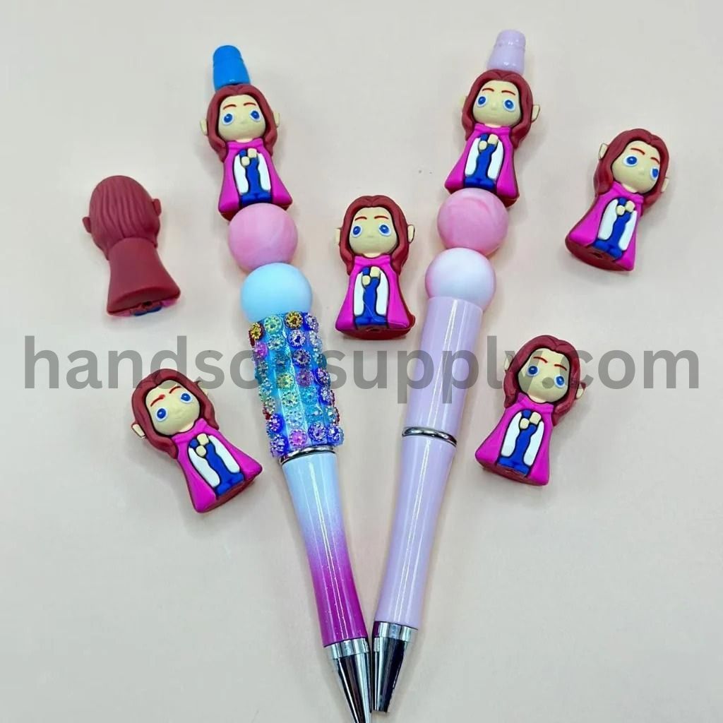 3D Princess Cute Girl in Red Cloak Silicone Focal Beads