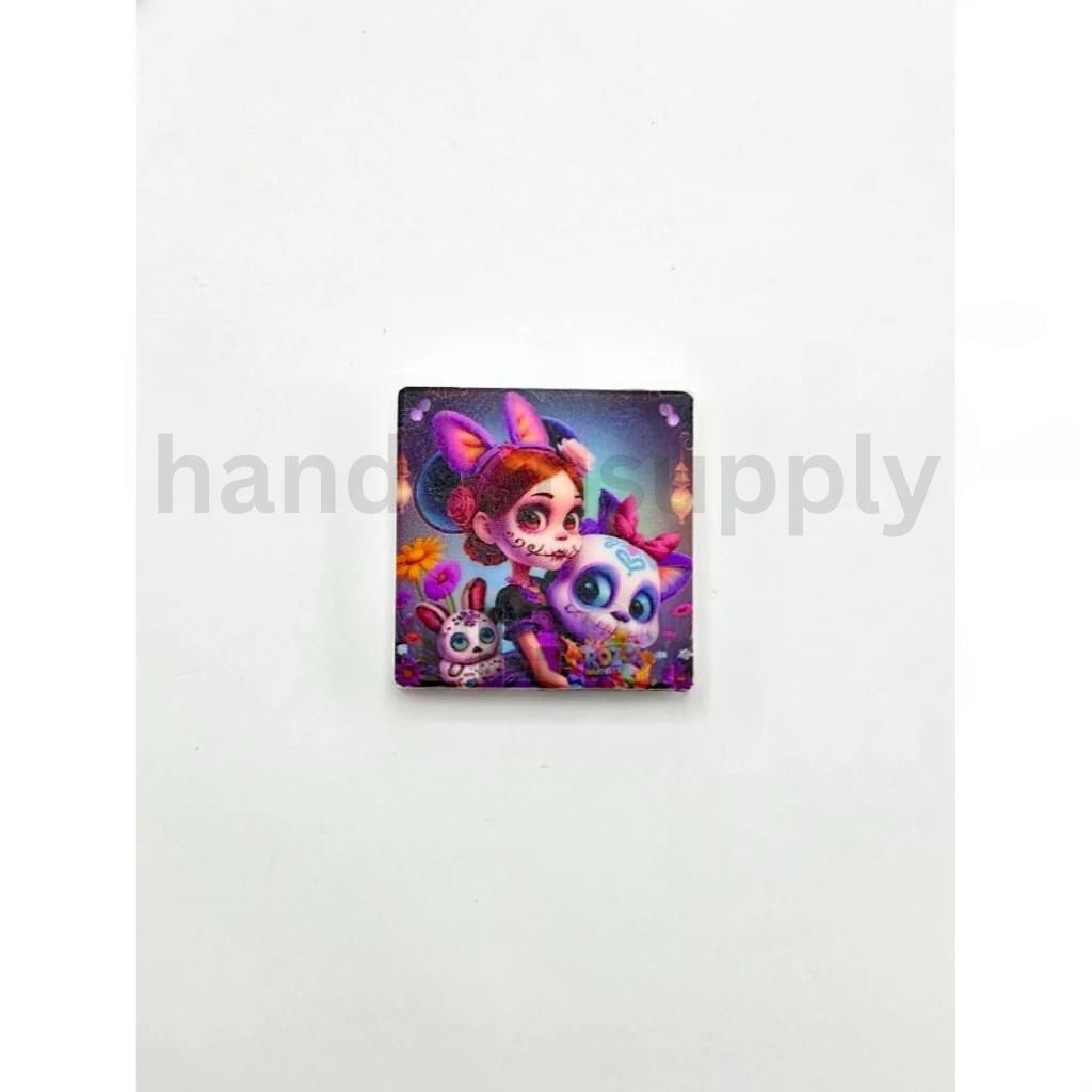 Cute Adorable Little Girl with Purple Bowknot and Beautiful Doll Silicone Focal Beads