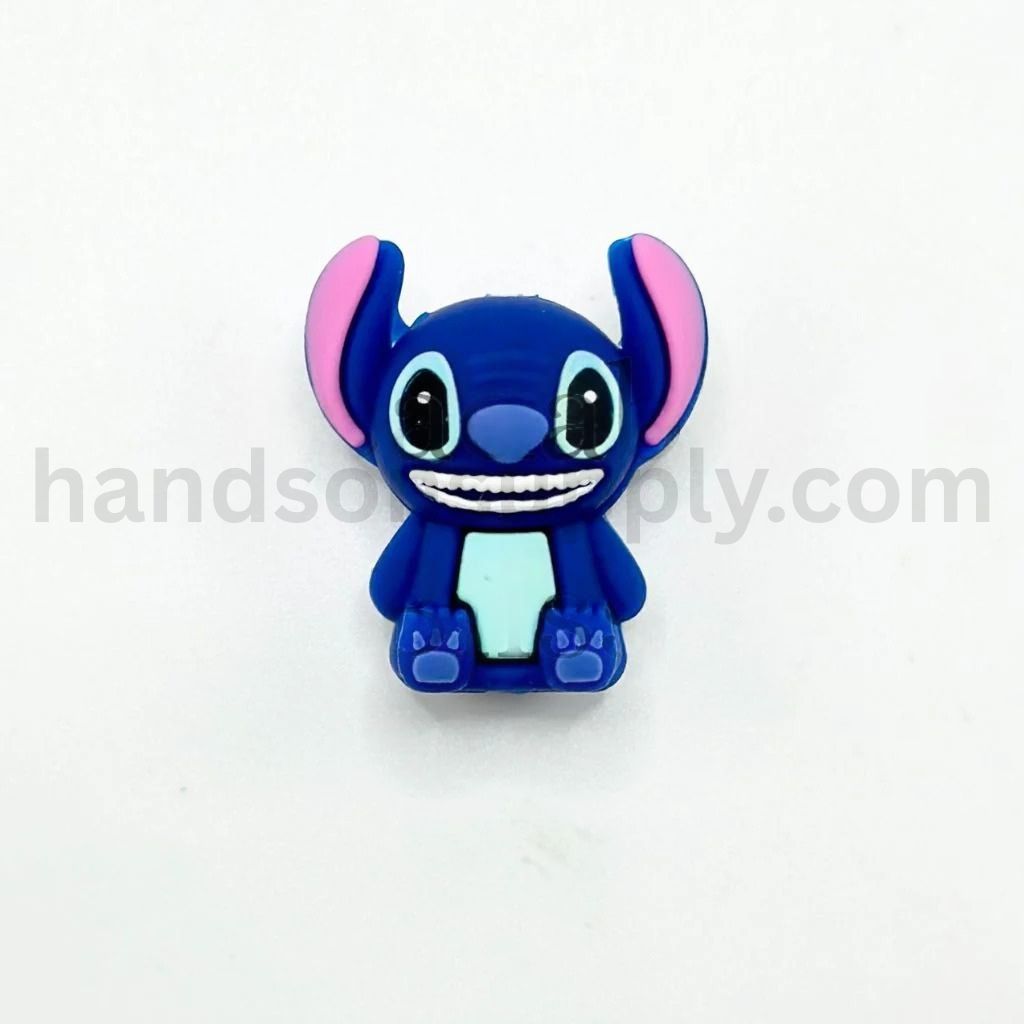 3D Blue Monster Stetch Cartoon Character Eyes Open Silicone Focal Beads